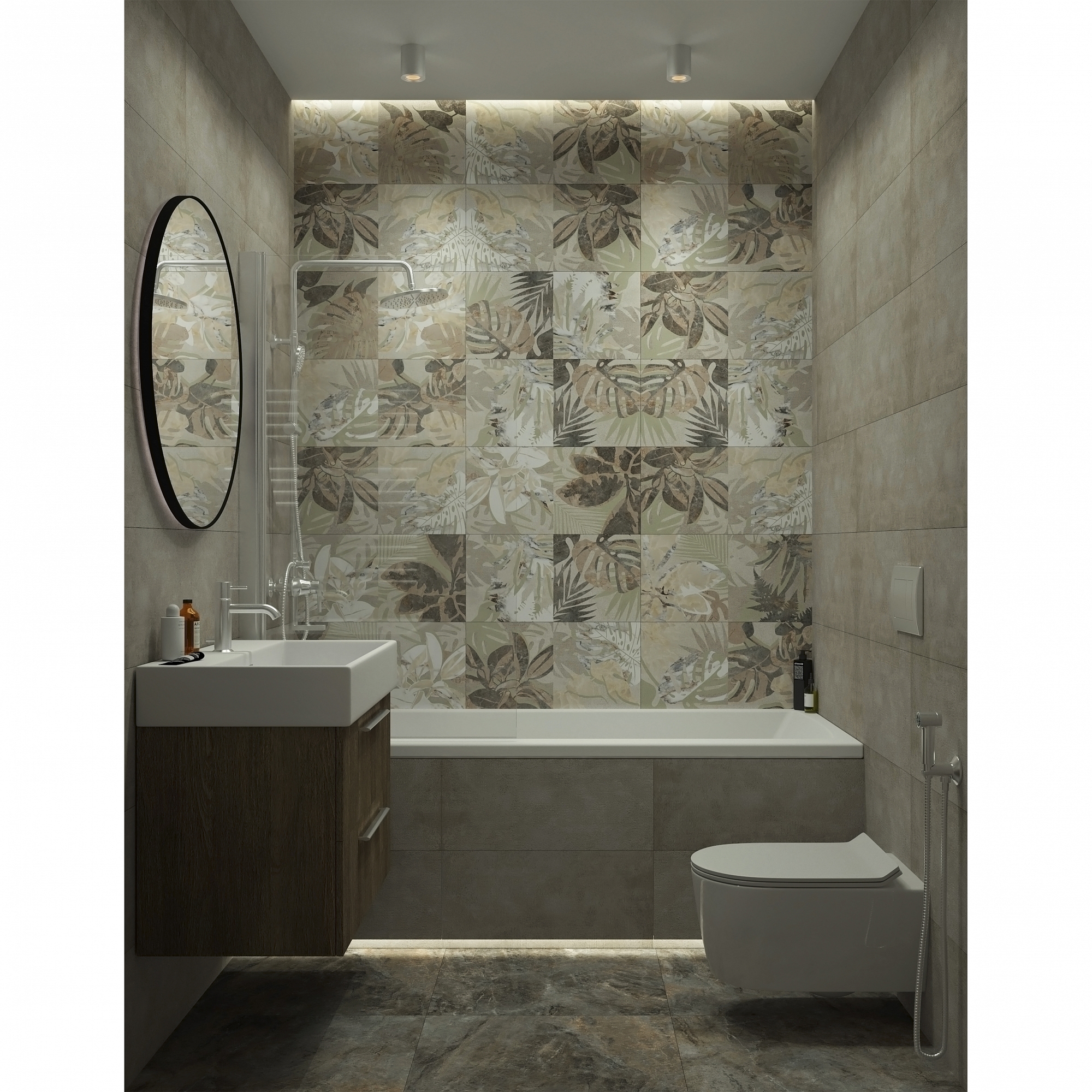 Керамогранит Vitra Декор Marble-Beton Цветочный Лаппато Ректификат 30х60 - изображение 18
