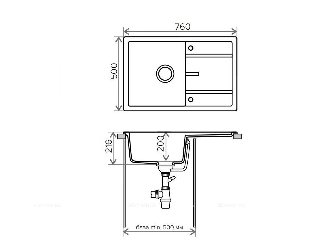 Мойка кухонная Tolero Classic R-112 765766 черный - изображение 2