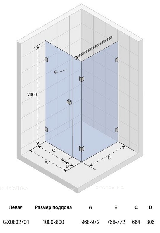 Душевой уголок прямоугольный Riho Scandic M204 100x80 см - изображение 3