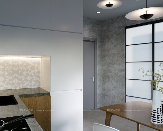 Дизайн Кухня в стиле Минимализм в бежевом цвете №12770 - 3 изображение