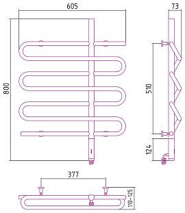 Полотенцесушитель электрический Сунержа Эпатаж 2.0 80х60 см 00-0551-8060 без покрытия
