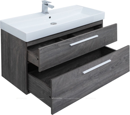 Комплект мебели для ванной Aquanet Nova 100 см 249923, темное дерево - 6 изображение