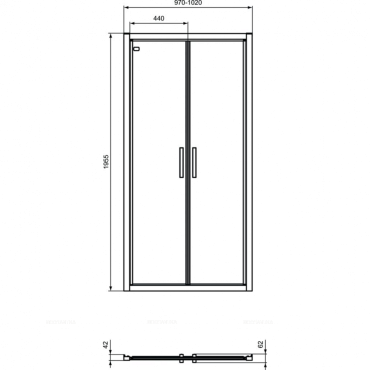 Двустворчатая дверь в нишу 100 см Ideal Standard CONNECT 2 Saloon door K9296V3 - 3 изображение