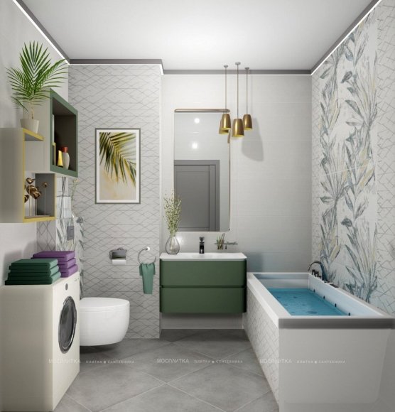 Дизайн Ванная в стиле Современный в зеленом цвете №12342 - 3 изображение