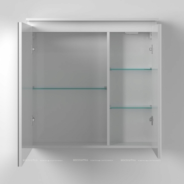 Зеркальный шкаф Briz Сити 80 см, белый глянец, 232 02-28080-00 00 БЕЛ - 2 изображение