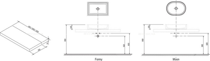Столешница Ravak Formy под раковину I 1200 X000000841, белый - 2 изображение