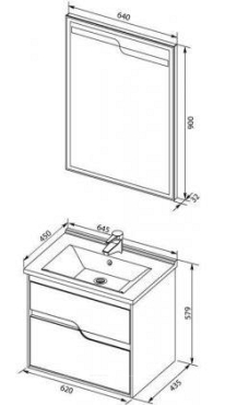Комплект мебели для ванной Aquanet Модена 65 белый глянец - 6 изображение