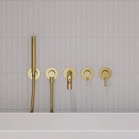 Смеситель Omnires Y для ванны на 5 отверстий (брашированное золото), Y1237/1GLB