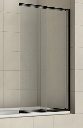Душевая шторка на ванну Azario Merrit 100х140 см AZ-NF6122 1000 BLACK профиль черный, стекло прозрачное
