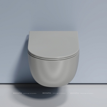 Унитаз подвесной безободковый Ceramica Nova Modena CN6063MH с крышкой сиденьем микролифт антрацит матовый - 7 изображение