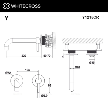 Смеситель для раковины Whitecross Y chrome Y1215CR хром глянец - 3 изображение