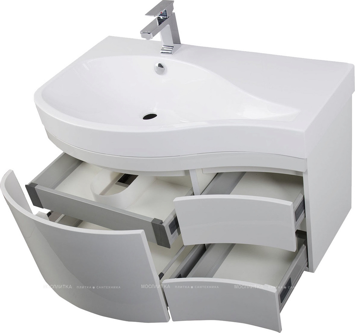 Комплект мебели для ванны Aquanet Nova Lite 75 см 242272, 2 ящика, белый - изображение 4