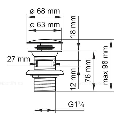 Донный клапан Wasserkraft Mindel 8500 Push-up для раковины A153 - изображение 3