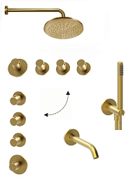 Душевой комплект Paffoni Modular Box, медовое золото брашированное, KITMB019HGSP045