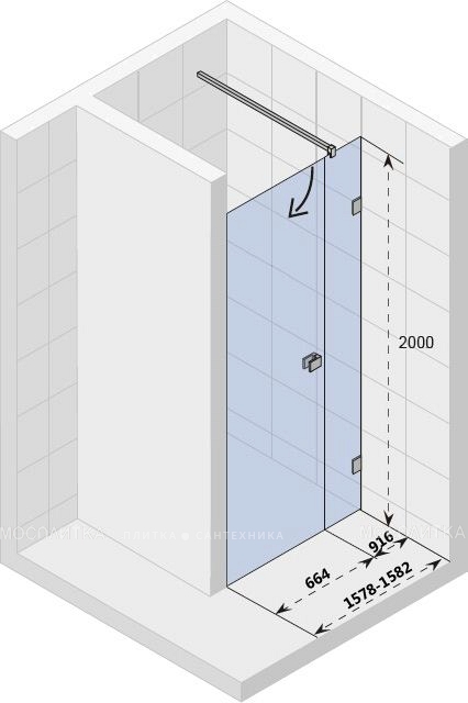 Душевая дверь в нишу Riho Scandic Mistral M102 160 см, L - изображение 3