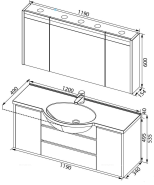 Комплект мебели для ванной Aquanet Лайн 120 - 6 изображение