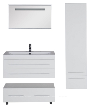 Комплект мебели для ванной Aquanet Нота 100 белый зеркало камерино - 5 изображение