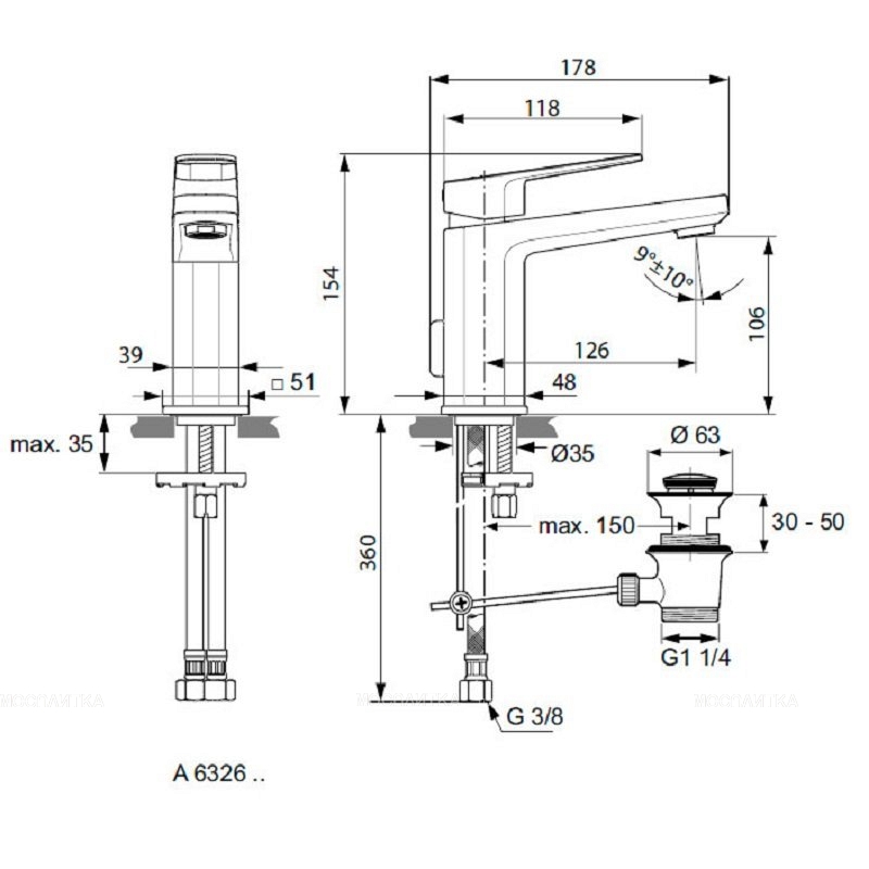 Смеситель Ideal Standard Tonic II A6326AA для раковины, с донным клапаном - изображение 2