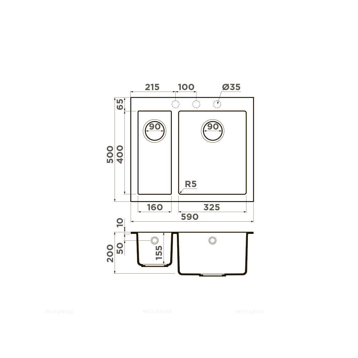 Кухонная мойка Omoikiri Bosen 59-2-GR leningrad grey, 4993558 - изображение 2