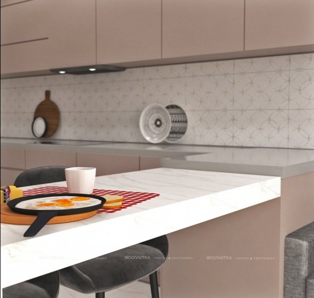 Дизайн Кухня-гостиная в стиле Современный в белом цвете №12916 - 4 изображение