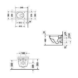 Унитаз подвесной Duravit Starck 3 42250900A1 (2225090000) с вертикальным смывом крепление Durafix сиденье микролифт