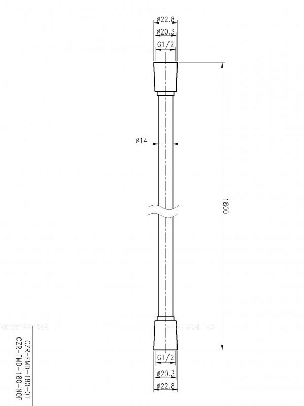 Шланг для душа 180 см Cezares CZR-FMD-180-01, хром матовый - изображение 2