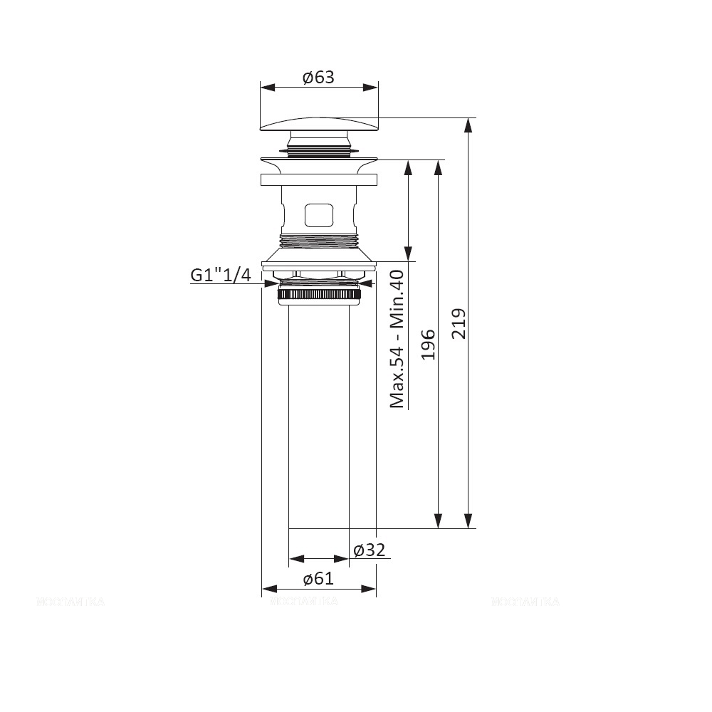 Донный клапан для раковины Damixa Option 210610000 хром - изображение 5