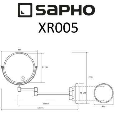 Косметическое зеркало Sapho X-Round XR005 хром - 2 изображение