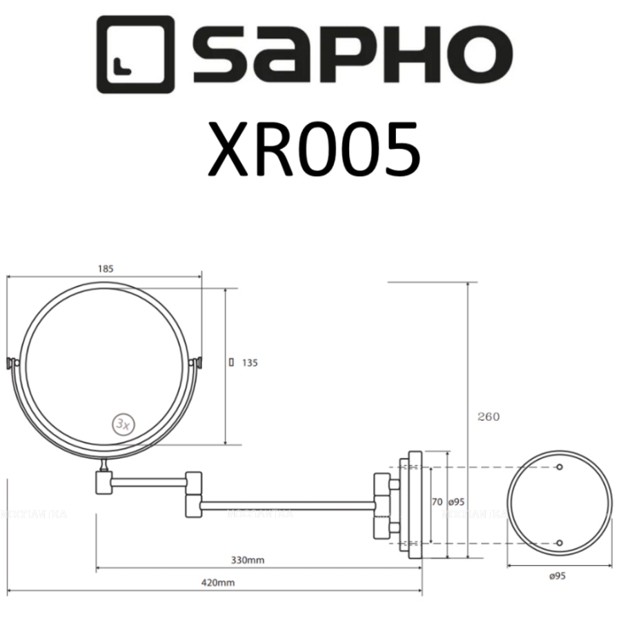 Косметическое зеркало Sapho X-Round XR005 хром - изображение 2
