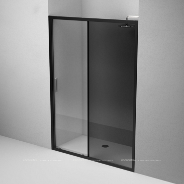 Душевая дверь Am.Pm Gem 140 см W90G-140-1-195BG стекло прозрачное / тонированное, профиль черный - 5 изображение