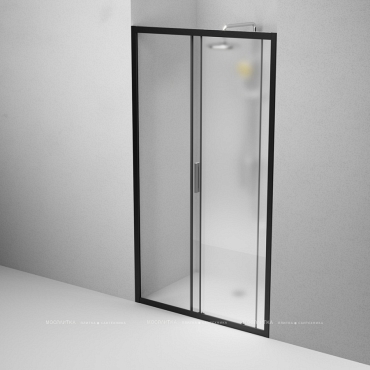 Душевая дверь Am.Pm Gem 110 см W90G-110-1-195BM стекло прозрачное / матовое, профиль черный - 6 изображение