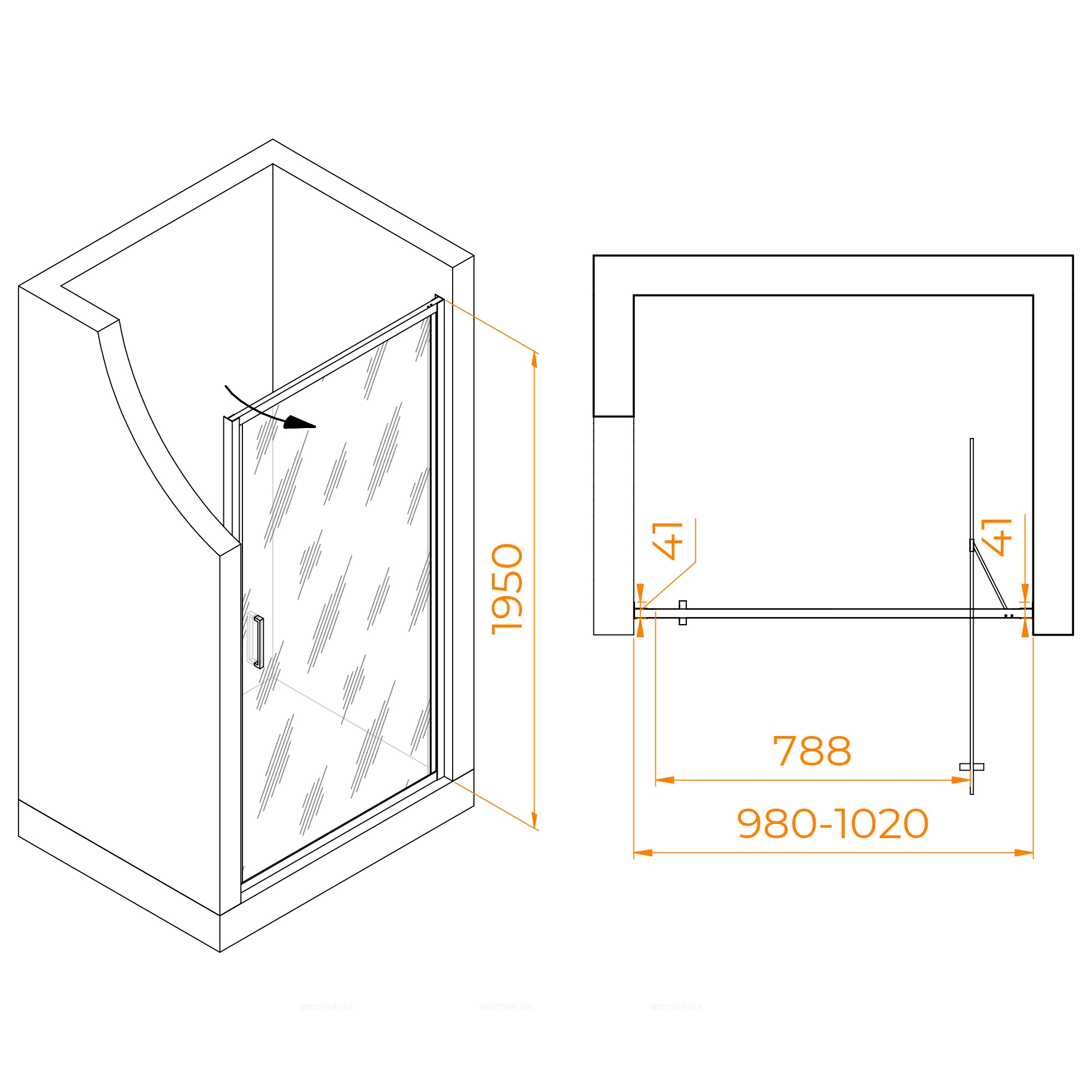 Душевая дверь RGW Stilvoll SV-05-Gr 100х195 см 70320510-1510 профиль серый, стекло ribbed - изображение 2