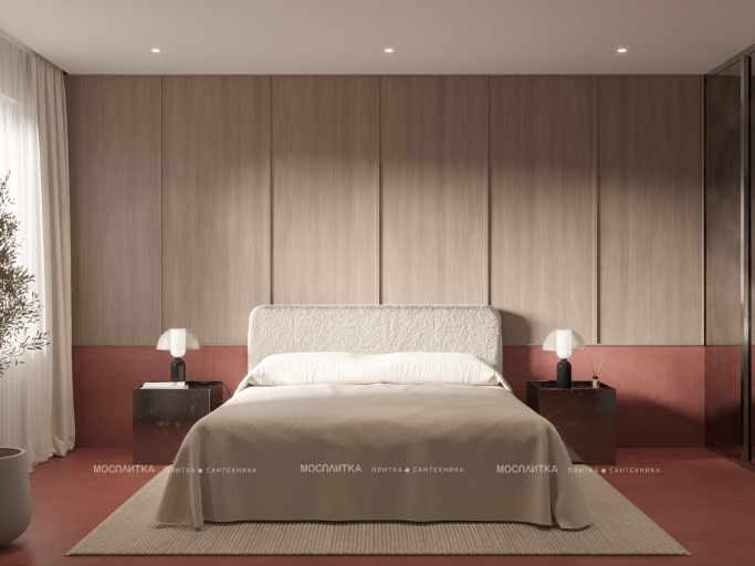 Дизайн Спальня в стиле Минимализм в красном цвете №13368