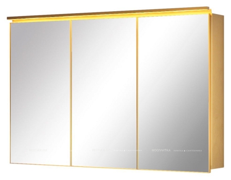Зеркальный шкаф De Aqua Алюминиум 120 золото, фацет - 3 изображение