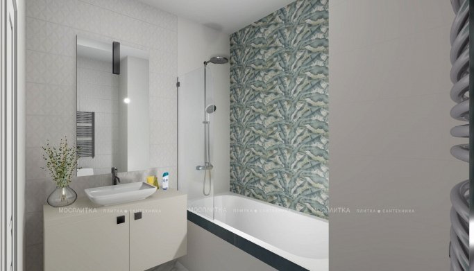 Дизайн Ванная в стиле Арт-деко в белом цвете №11635 - 6 изображение