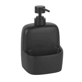 Дозатор для жидкого мыла Wasserkraft K-8499BLACK с емкостью для губки, черный матовый