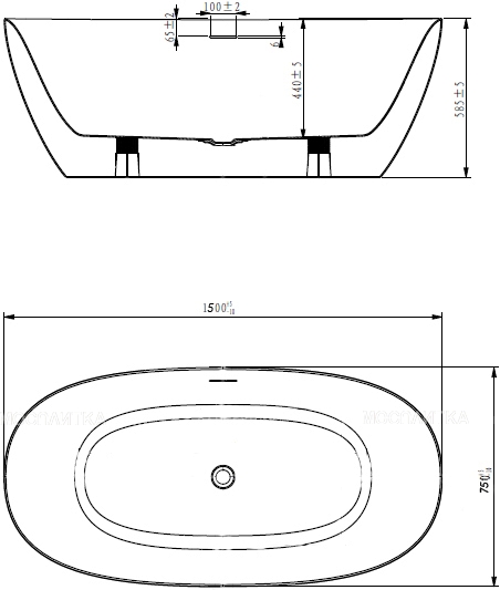 Акриловая ванна Art&Max Genova 150х75 см AM-GEN-1500-750, белый - изображение 3