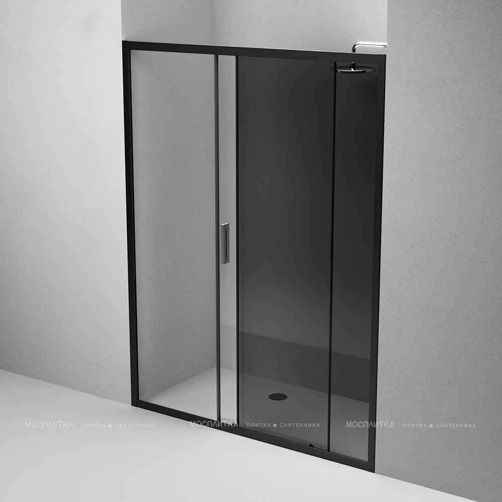 Душевая дверь Am.Pm Gem 150 см W90G-150-1-195BG стекло прозрачное / тонированное, профиль черный - изображение 5