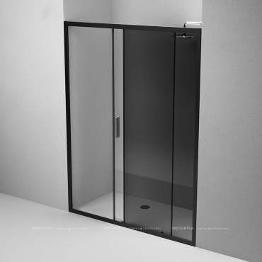 Душевая дверь Am.Pm Gem 150 см W90G-150-1-195BG стекло прозрачное / тонированное, профиль черный - 5 изображение
