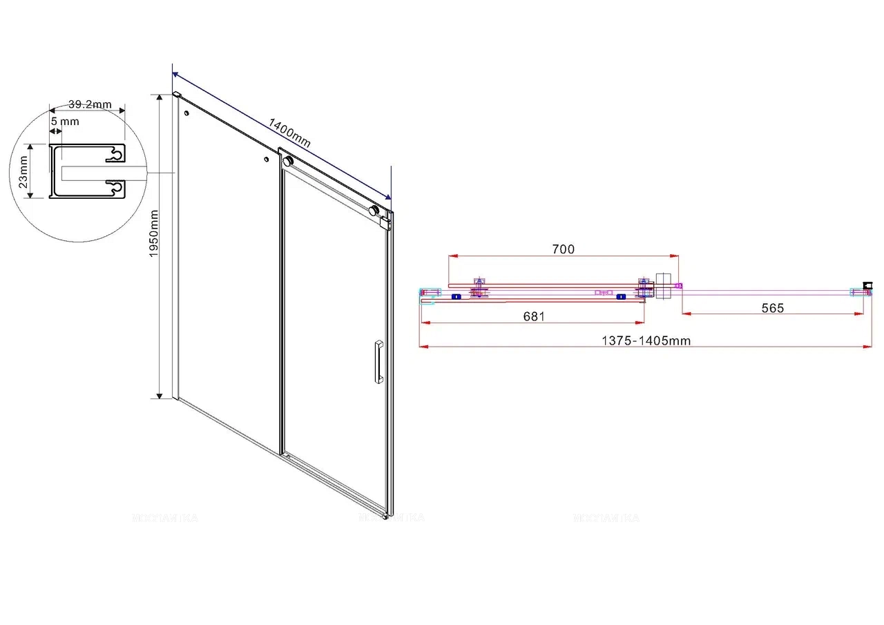 Душевая дверь Vincea Como 140 см хром, стекло прозрачное, VDS-1C140CL - изображение 6
