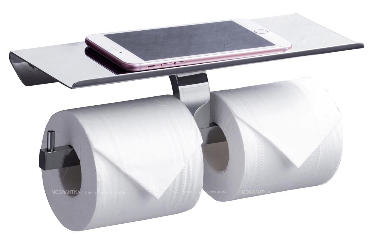 Держатель туалетной бумаги Rush Edge ED77142B двойной, с полкой для телефона - изображение 3