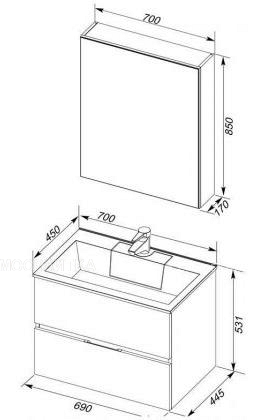 Комплект мебели для ванной Aquanet Алвита 70 белый - изображение 11