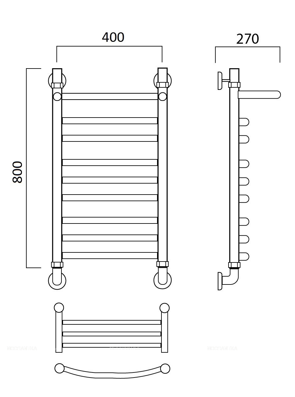 Полотенцесушитель водяной Aquanerzh лесенка дуга групповая с полкой 80x40 - изображение 2