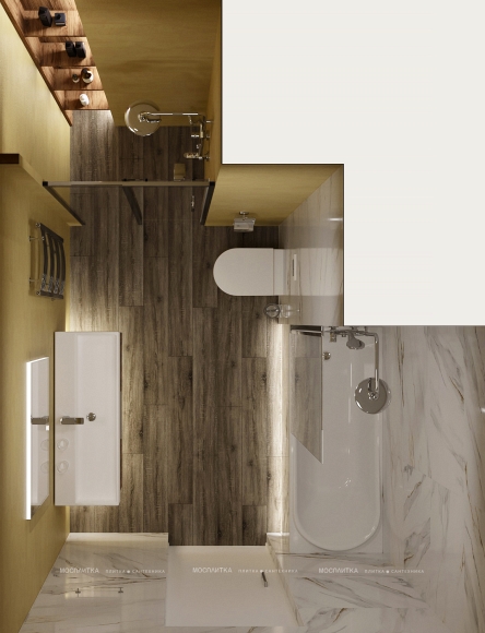 Дизайн Совмещённый санузел в стиле Современный в белом цвете №13252 - 2 изображение