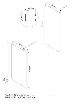 Душевая перегородка Vincea Walk in 60x200 см, VSW-1H600CL, профиль хром, стекло прозрачное - 3 изображение