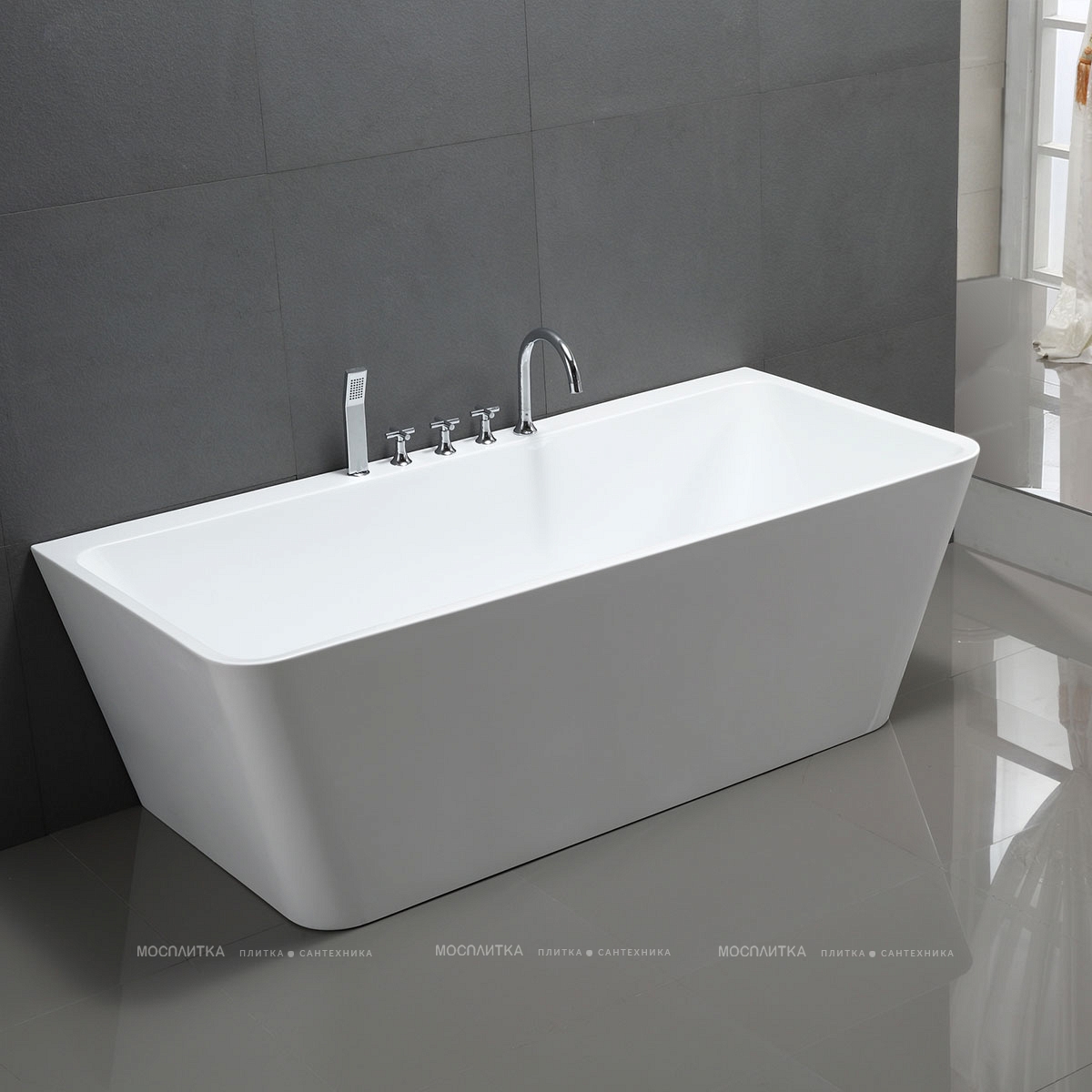 Ванна акриловая Vincea VBT-425-1700 170x80x60, цвет белый, слив-перелив в комплекте, хром - изображение 3