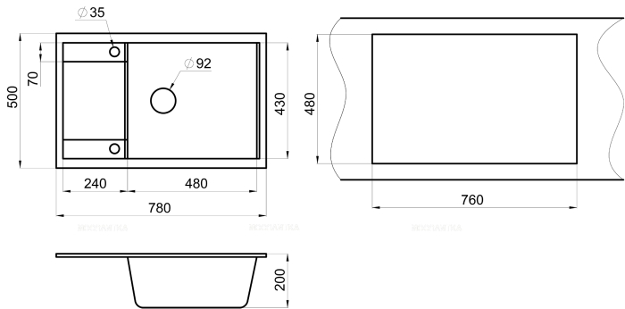 Мойка кухонная Granula GR-7805 графит - 2 изображение