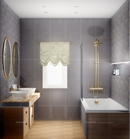 Дизайн Ванная в стиле Классика в сером цвете №11385 - 3 изображение