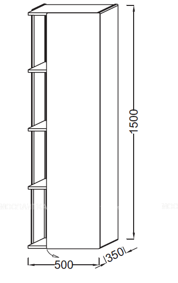 Шкаф-пенал Jacob Delafon Terrace 50 см EB1740D-M61 черный матовый - изображение 2