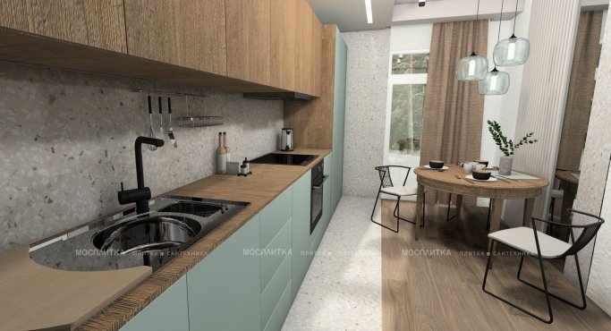 Дизайн Кухня в стиле Эклектика в бежевом цвете №12702 - 9 изображение